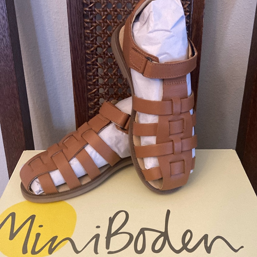 Mini Boden Kids Tan Leather Gladiator Sandals
